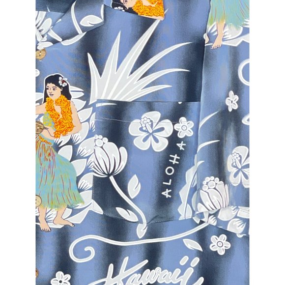 Kennington Men’s Hawaiian Shirt Hula Girl Tropical Print Short Sleeves Size L - Picture 4 of 5